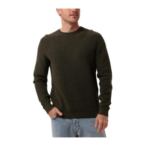 Groene Gebreide Structuur Crew Neck Trui Selected Homme , Green , Here...