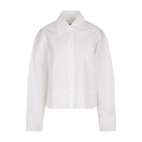 Witte Boxy Crop Shirt met Wijde Zoom Jil Sander , White , Dames