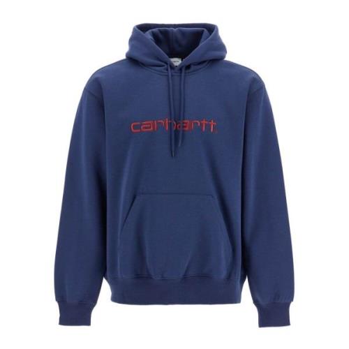 Gezellige hoodie met geborduurde letters Carhartt Wip , Blue , Heren