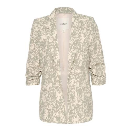 Gedrukte Shadow Drop Blazer Jas Soaked in Luxury , Beige , Dames