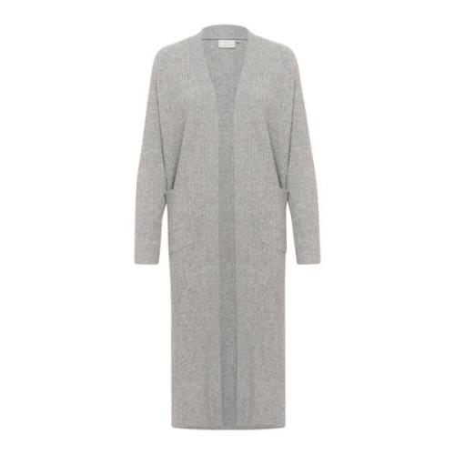 Grijze Melange Open Cardigan met Zakken Kaffe , Gray , Dames