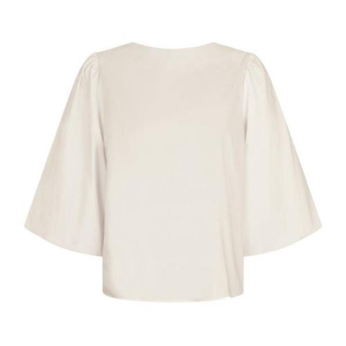 Omkeerbare Poplin Blouse - Ivory Neo Noir , Beige , Dames