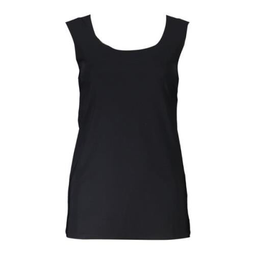 Zwarte tanktop met brede schouders, lasergesneden logo Patrizia Pepe ,...