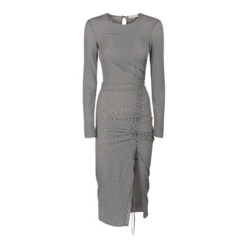 Geruite Midi Jurk met Zijsplit Patrizia Pepe , Gray , Dames