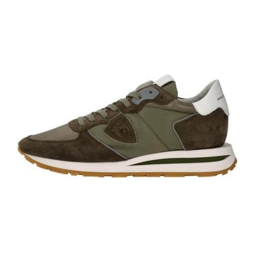 Lage Top Sneakers Leer Textiel Rubberen Zool Philippe Model , Green , ...