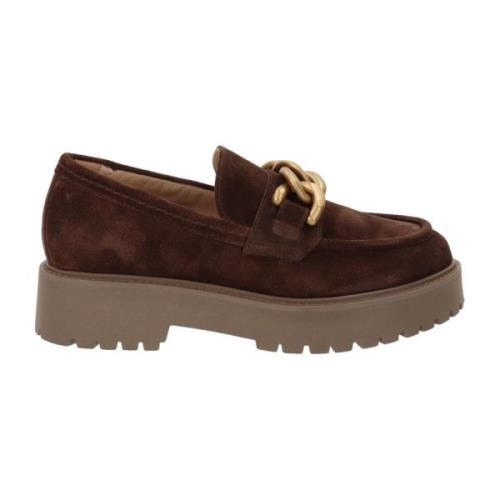 Leren Damesloafers Stijlvol Comfort Nerogiardini , Brown , Dames