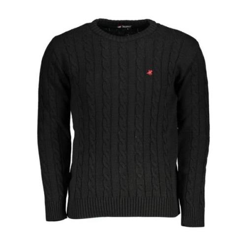 Twisted Crewneck Geborduurde Sweater U.s. Polo Assn. , Black , Heren