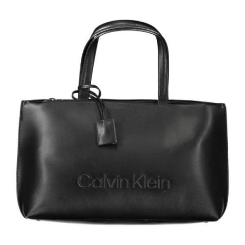 Zwarte Schoudertas met Printdetails Calvin Klein , Black , Dames