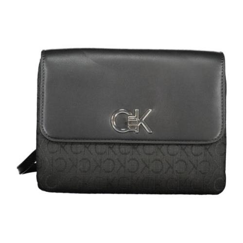 Zwarte Schoudertas met Kettinghandvat Calvin Klein , Black , Dames