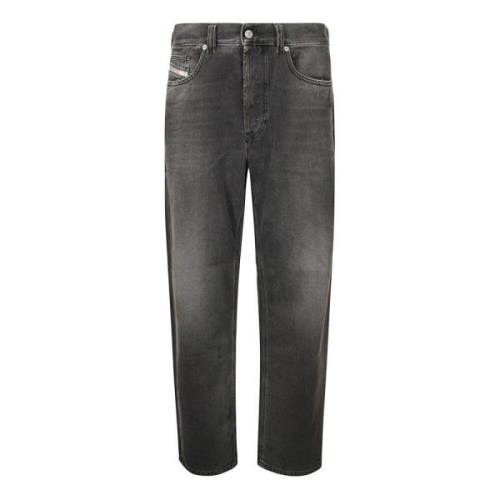 Vervaagde Straight Five-Pocket Jeans met Logo Diesel , Gray , Heren