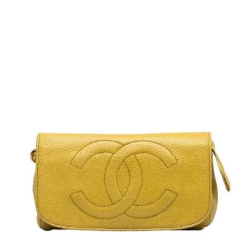 Pre-owned Leather chanel-bags Chanel Vintage , Yellow , Dames