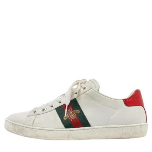 Pre-owned Leather sneakers Gucci Vintage , White , Dames