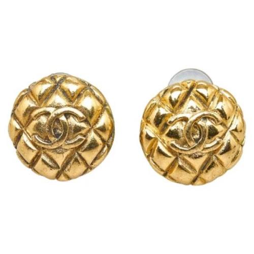 Pre-owned Metal earrings Chanel Vintage , Yellow , Dames