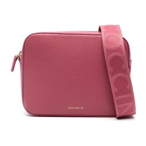 Stijlvolle leren schoudertas met rits Coccinelle , Pink , Dames