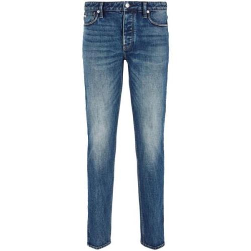 Blauwe Slim Fit Jeans Emporio Armani , Blue , Heren