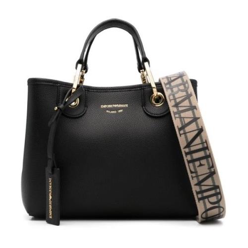 Veganistisch leer gehamerd textuur schoudertas Emporio Armani , Black ...