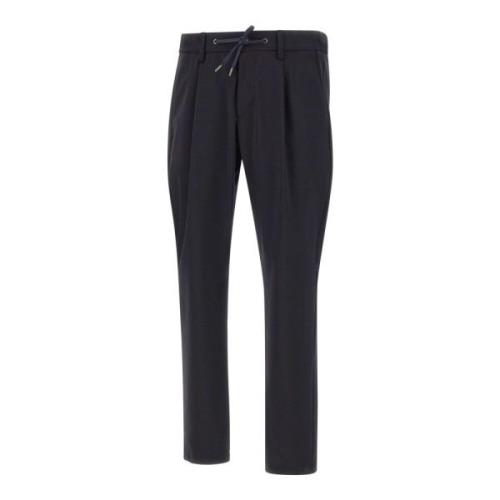 Blauwe Crepe Elastische Taille Broek Herno , Blue , Heren