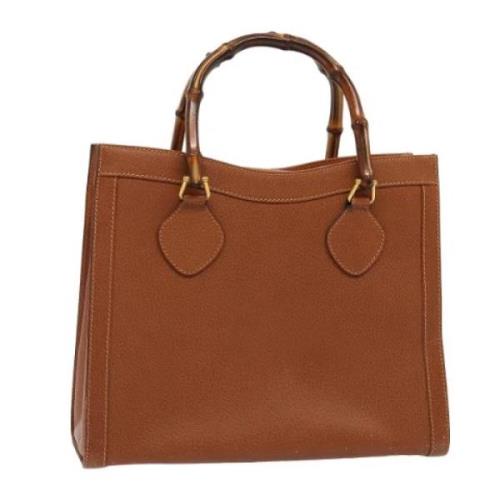 Pre-owned Leather handbags Gucci Vintage , Brown , Dames