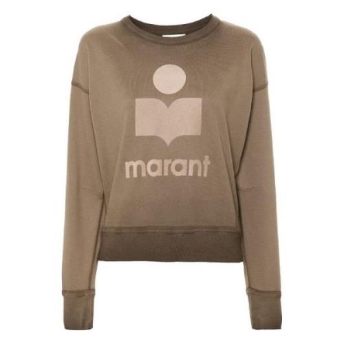 Khaki Flocked Logo Crew Neck Sweater Isabel Marant Étoile , Beige , Da...