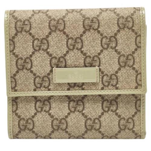 Pre-owned Coated canvas wallets Gucci Vintage , Beige , Dames