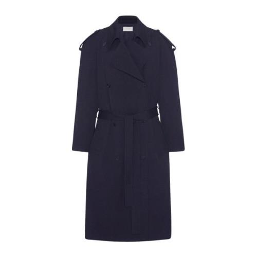 Dubbel-Breasted Wol Trenchcoat The Row , Blue , Dames