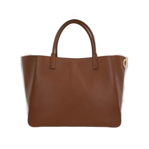 Bruine gladleren tote tas Valentino Garavani , Brown , Dames