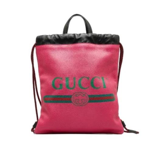 Pre-owned Leather backpacks Gucci Vintage , Pink , Dames