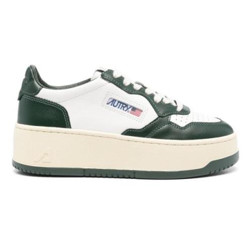 Medalist Platform Bicolor Leren Sneakers Autry , Green , Dames