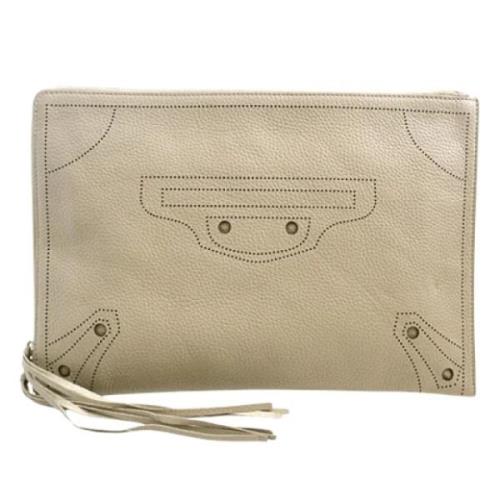 Pre-owned Leather clutches Balenciaga Vintage , Beige , Dames