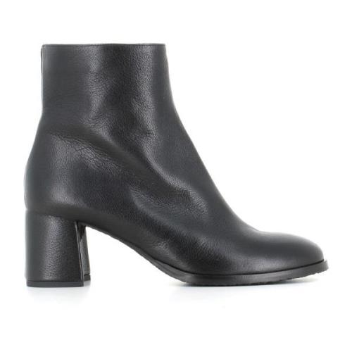 Zwarte leren ritslaarzen DEL Carlo , Black , Dames