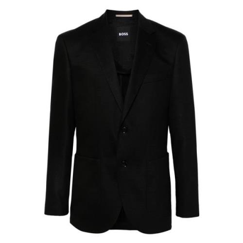 Wol/Katoen Jas met 2 Knopen Hugo Boss , Black , Heren