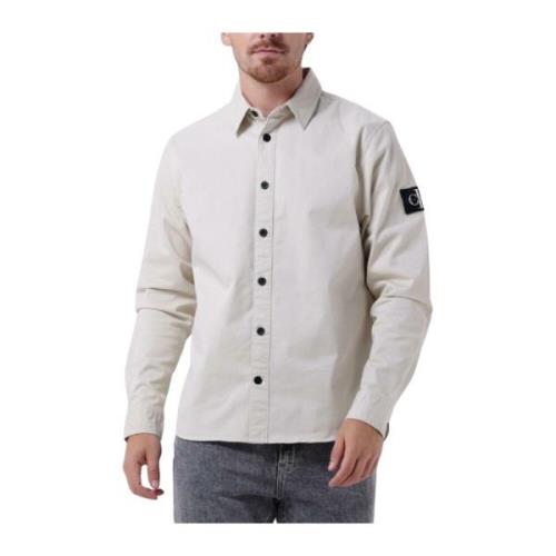 Monologo Badge Relaxed Shirt Calvin Klein , Beige , Heren