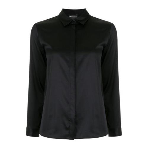 Klassieke Button-Up Shirt Zwart Emporio Armani , Black , Dames