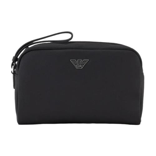 Zwarte Beauty Case met Eagle Placchetta Emporio Armani , Black , Dames