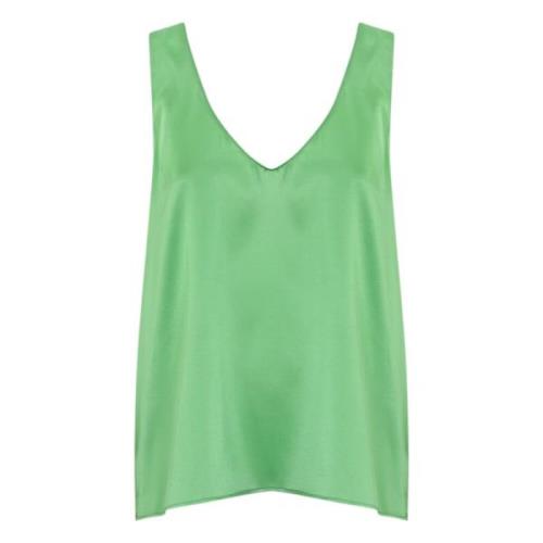 Groene Zijden Mouwloze Top Pinko , Green , Dames