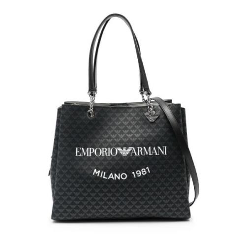 Logo Print Afneembare Schouderband Tote Tas Emporio Armani , Black , D...