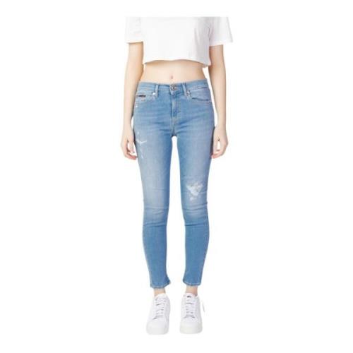 Blauwe Effen Dames Jeans Rits Knoop Tommy Hilfiger , Blue , Dames