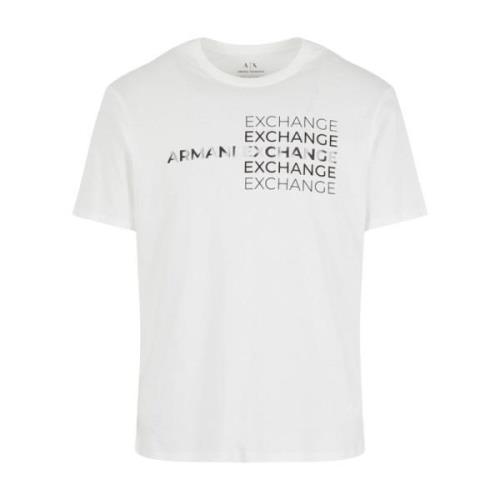 Multi Logo Katoenen T-shirt - Klassieke pasvorm Armani Exchange , Whit...