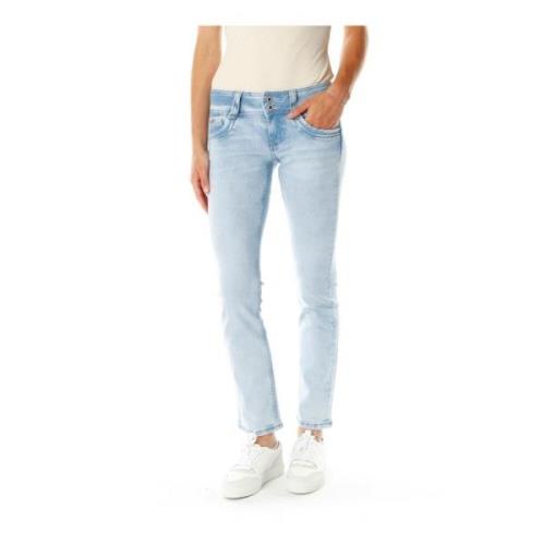 Midwaist Straight Fit Jeans Pepe Jeans , Blue , Dames