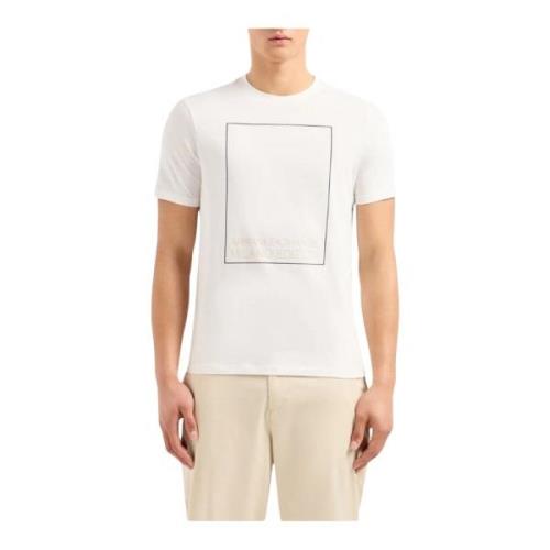 Katoenen Logo Relief T-shirt Armani Exchange , White , Heren