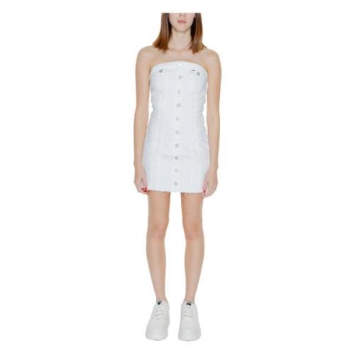 Witte Geknoopte Jurk Katoen-Elastaan Mix Tommy Hilfiger , White , Dame...