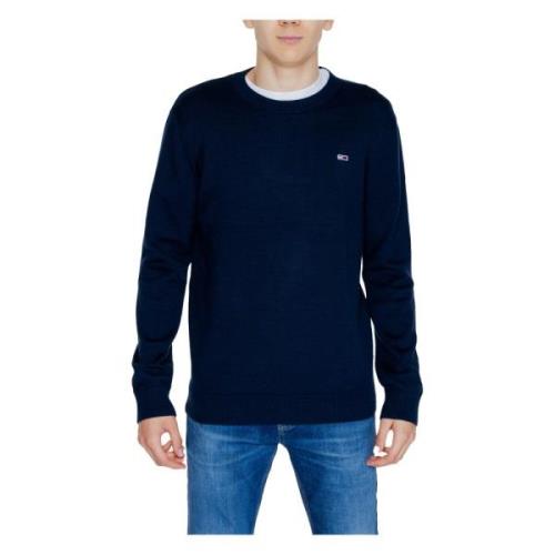 Blauwe Katoenen Gebreide Ronde Hals Trui Tommy Hilfiger , Blue , Heren