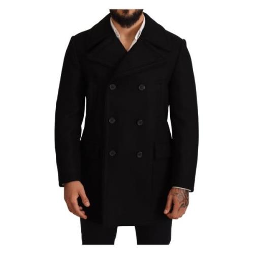 Elegante Zwarte Dubbelrijige Trenchcoat Dolce & Gabbana , Black , Here...