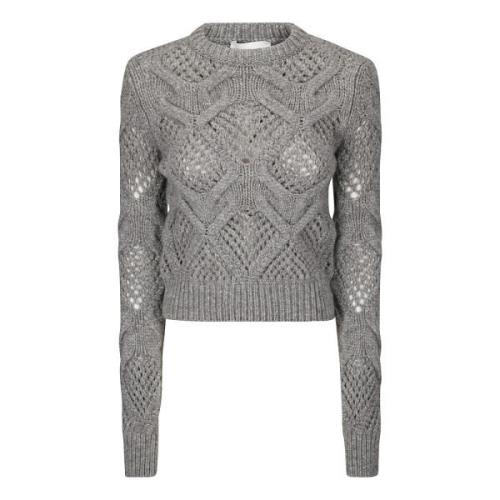 Gebreide Trui met Lange Mouwen Sportmax , Gray , Dames