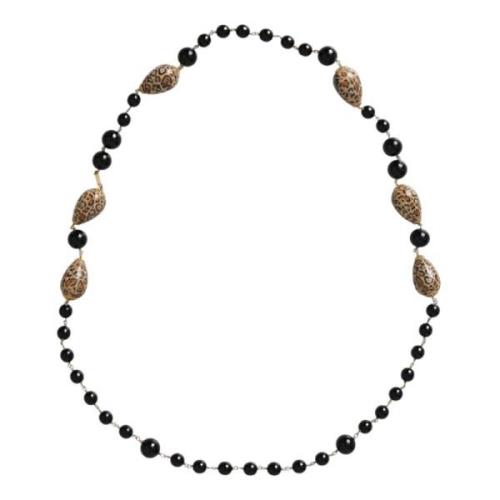 Minimalistische Zwarte Kralen Lange Ketting Dolce & Gabbana , Black , ...