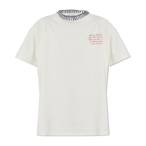 T-shirt met geborduurd patroon Golden Goose , White , Dames