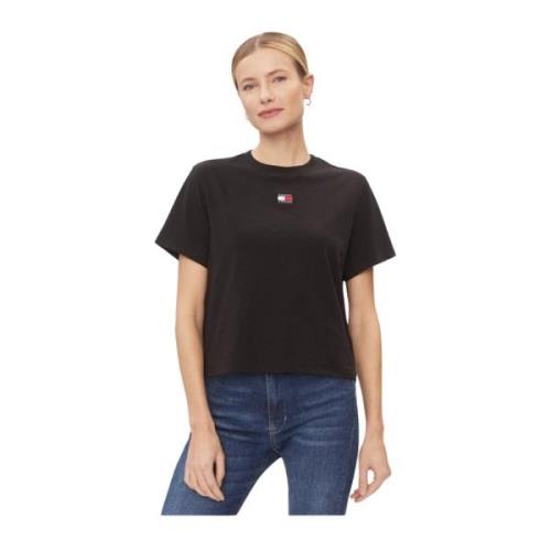 Geborduurd logo boxy fit t-shirt Tommy Jeans , Black , Dames