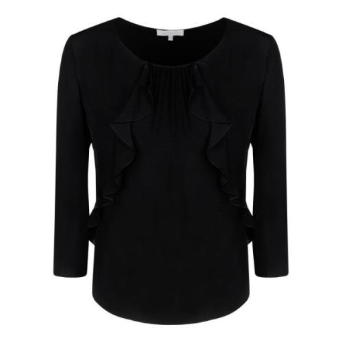 Zwarte Ruche Ronde Hals Blouse Patrizia Pepe , Black , Dames