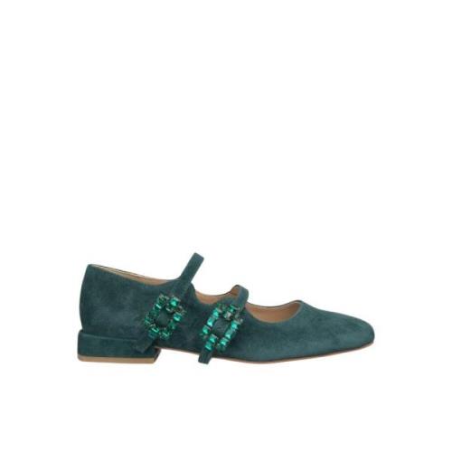 Rhinestone Ballerina Flats Alma EN Pena , Green , Dames