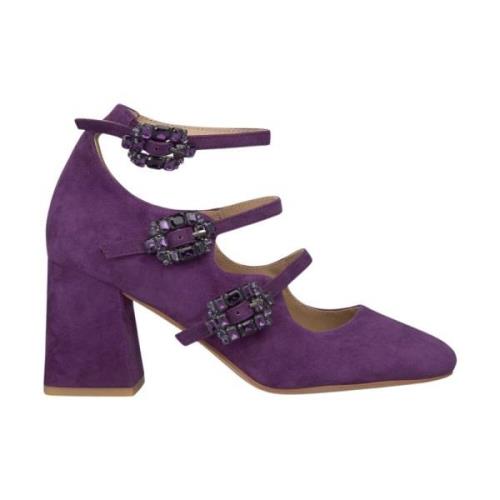 Kristallen gesp hak schoen Alma EN Pena , Purple , Dames